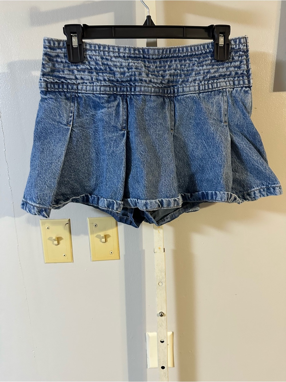 Garage Blue Denim Pleated Mini Skort